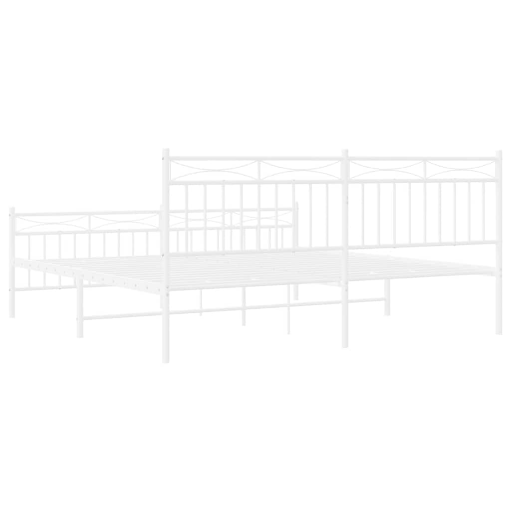Metal Bed Frame without Mattress with Footboard White 183x213cm