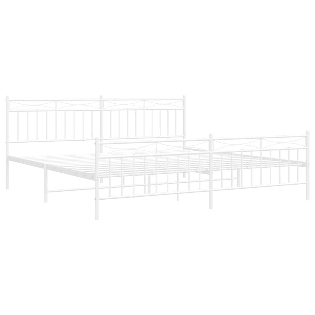 Metal Bed Frame without Mattress with Footboard White 193x203cm