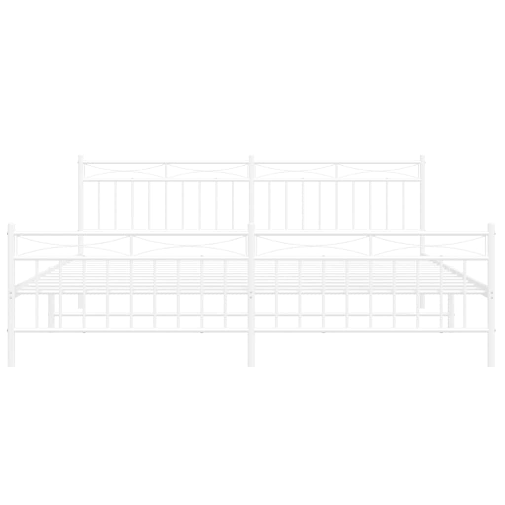 Metal Bed Frame without Mattress with Footboard White 193x203cm