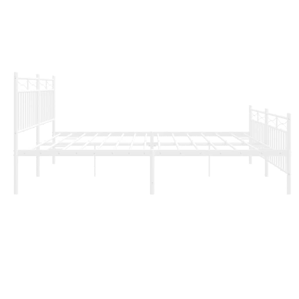 Metal Bed Frame without Mattress with Footboard White 193x203cm