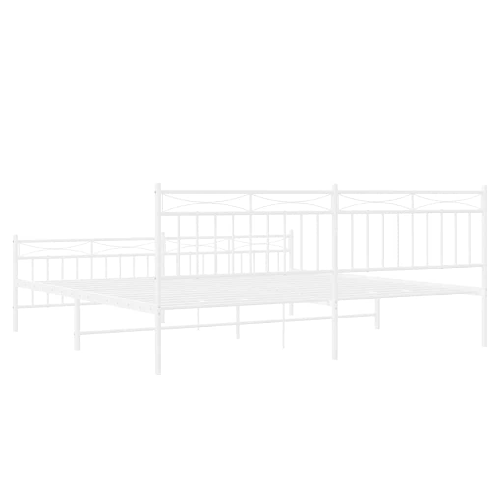 Metal Bed Frame without Mattress with Footboard White 193x203cm