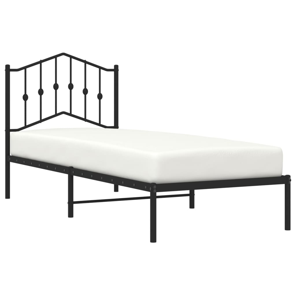 Metal Bed Frame without Mattress with Headboard Black 80x200cm