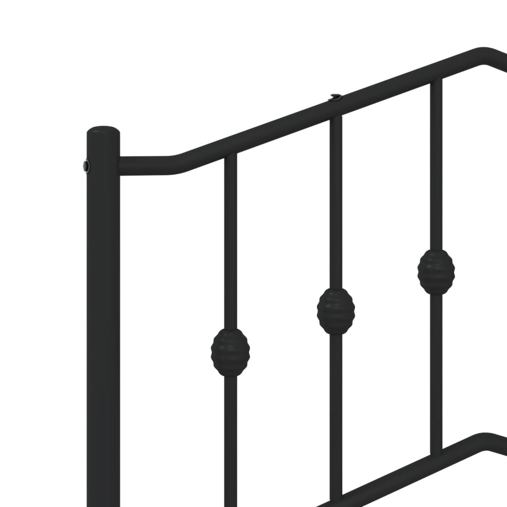 Metal Bed Frame without Mattress with Headboard Black 80x200cm