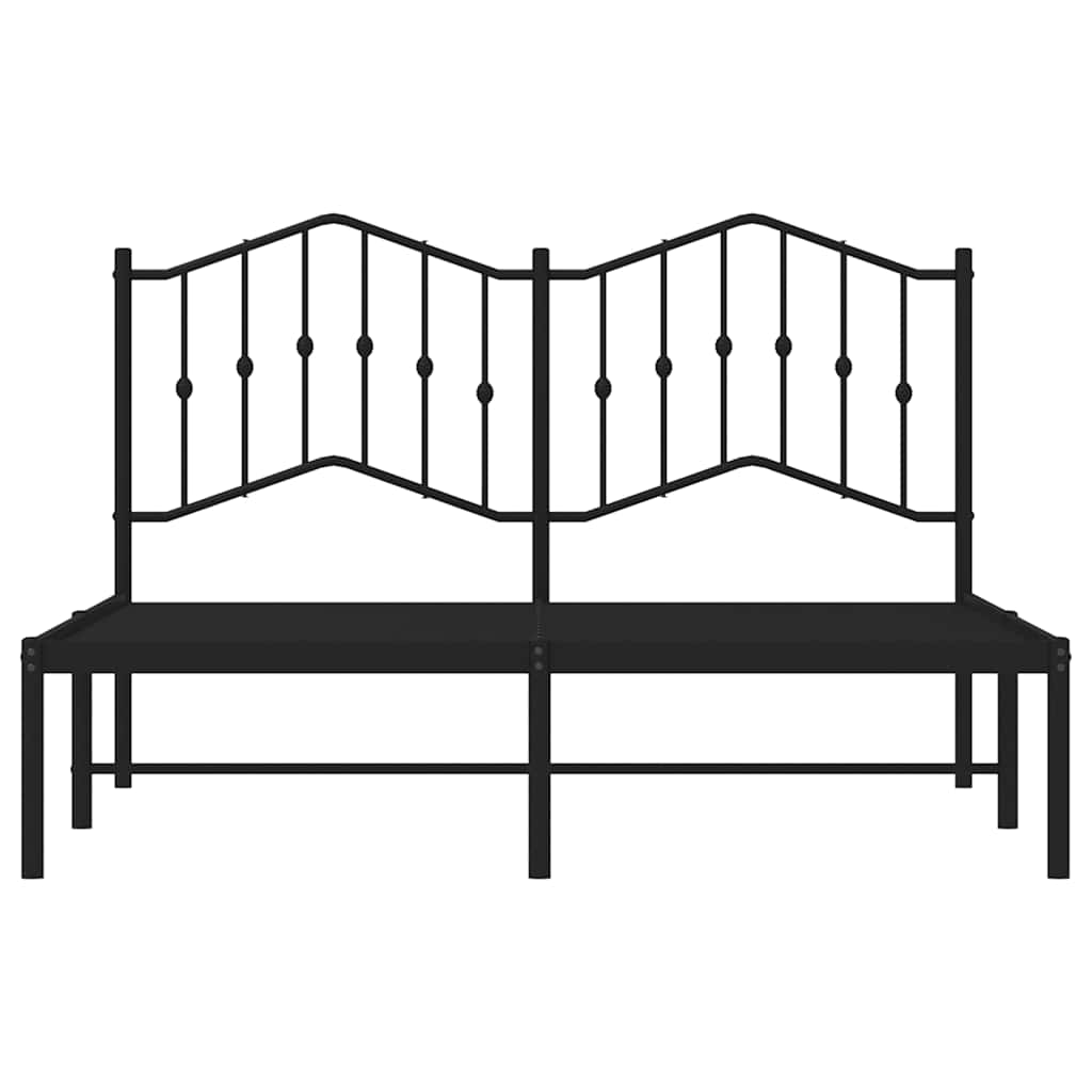 Metal Bed Frame without Mattress with Headboard Black 135x190cm