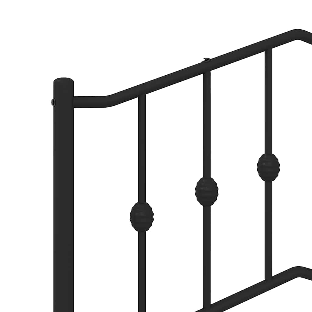 Metal Bed Frame without Mattress with Headboard Black 135x190cm