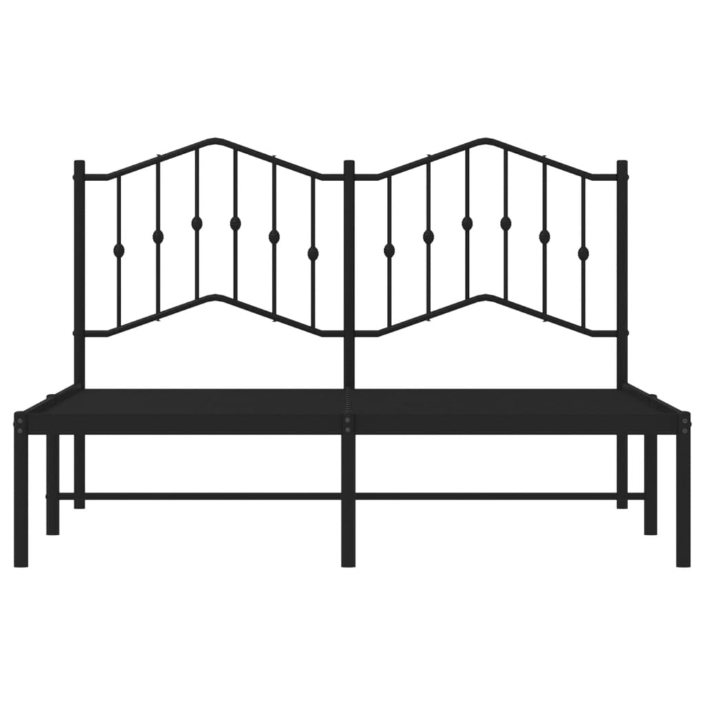 Metal Bed Frame without Mattress with Headboard Black 140x200cm