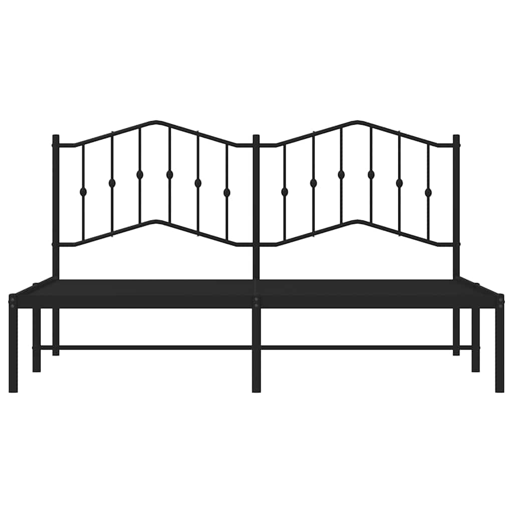 Metal Bed Frame without Mattress with Headboard Black 183x213cm