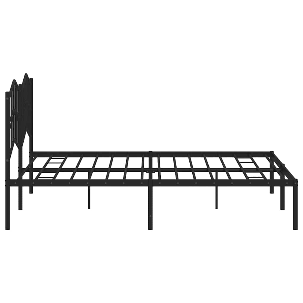 Metal Bed Frame without Mattress with Headboard Black 183x213cm