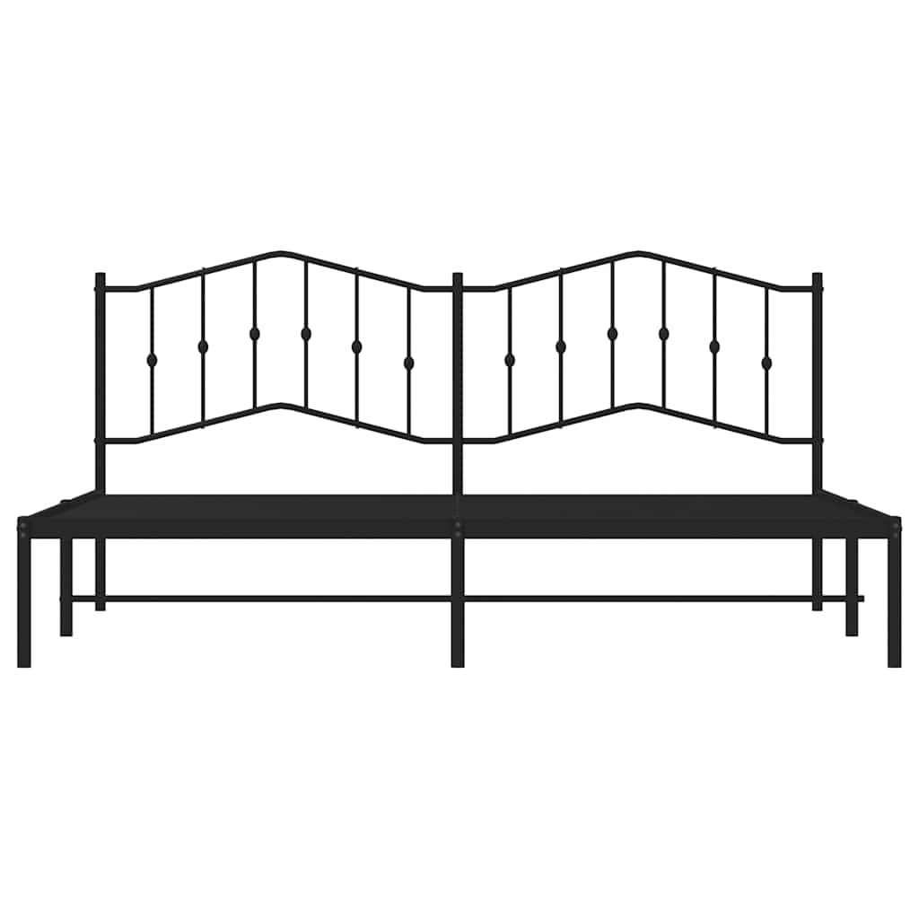 Metal Bed Frame without Mattress with Headboard Black 193x203cm