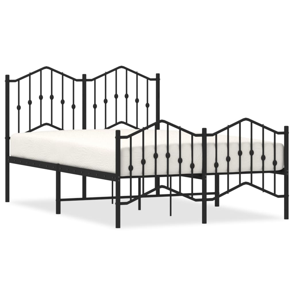 Metal Bed Frame without Mattress with Footboard Black 120x200cm