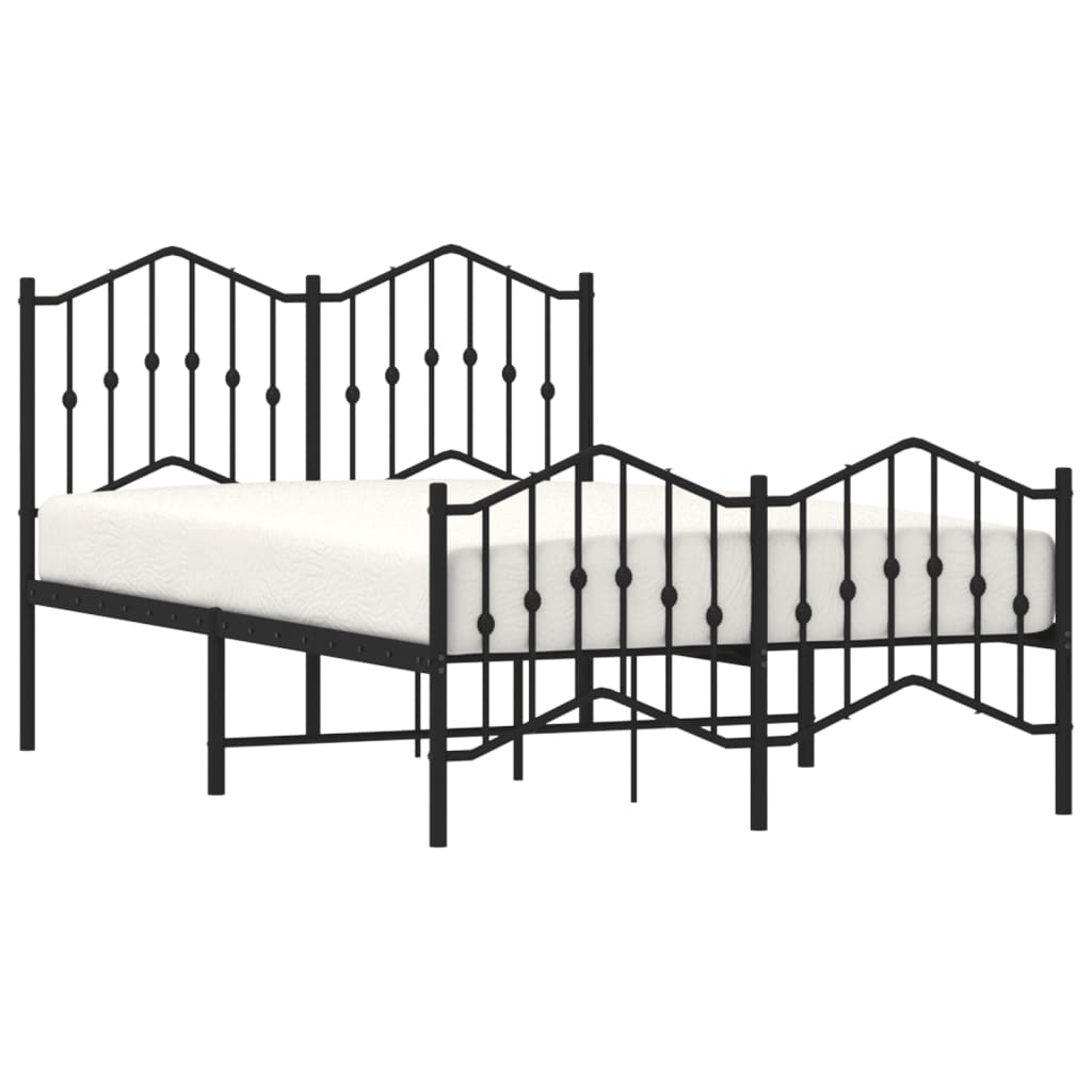 Metal Bed Frame without Mattress with Footboard Black 120x200cm