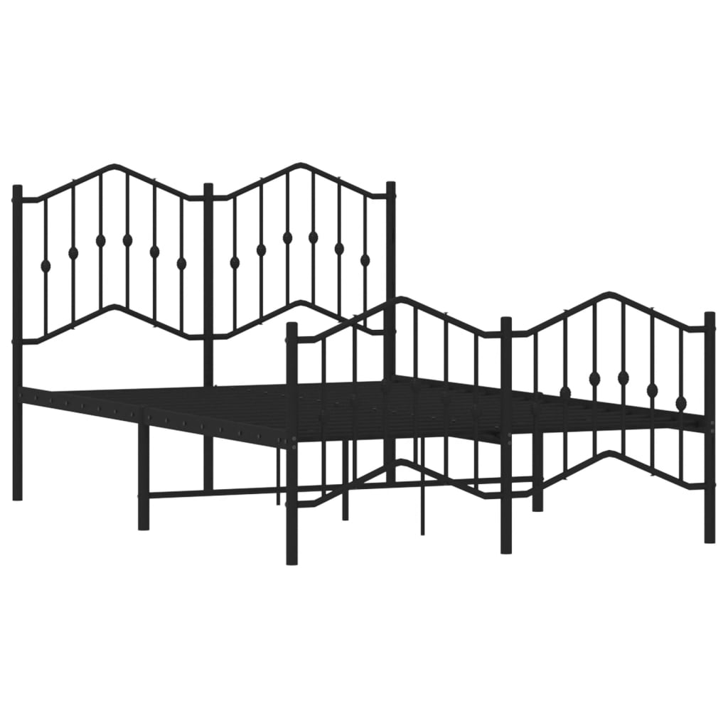 Metal Bed Frame without Mattress with Footboard Black 120x200cm