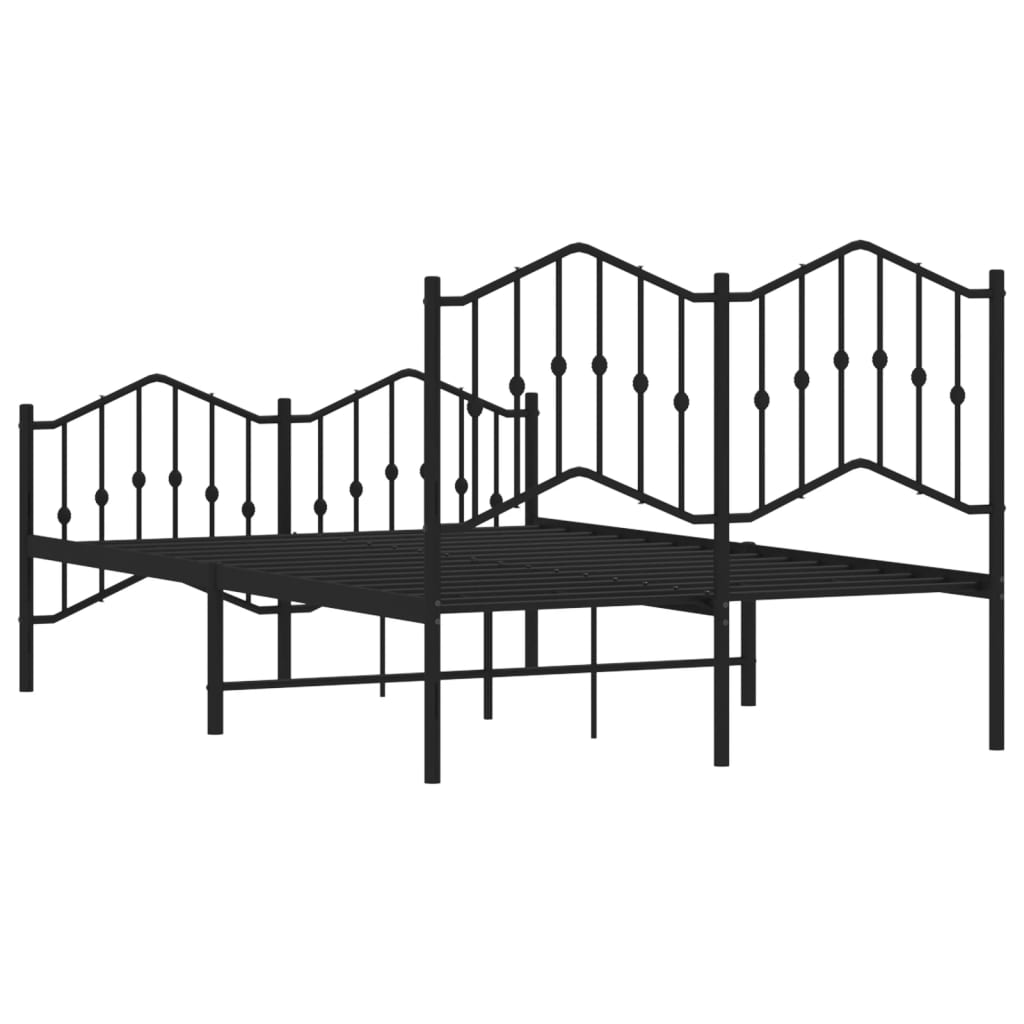 Metal Bed Frame without Mattress with Footboard Black 120x200cm