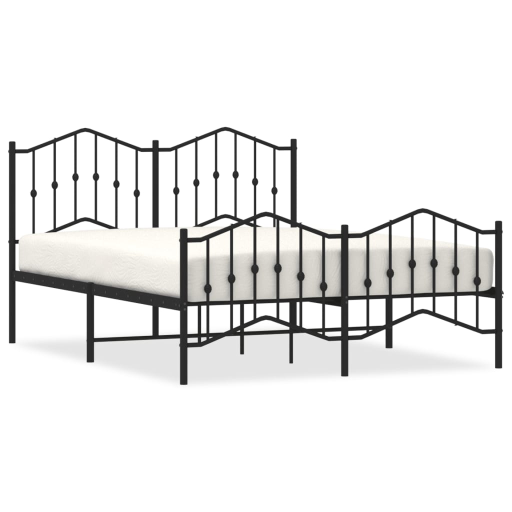 Metal Bed Frame without Mattress with Footboard Black 140x200cm