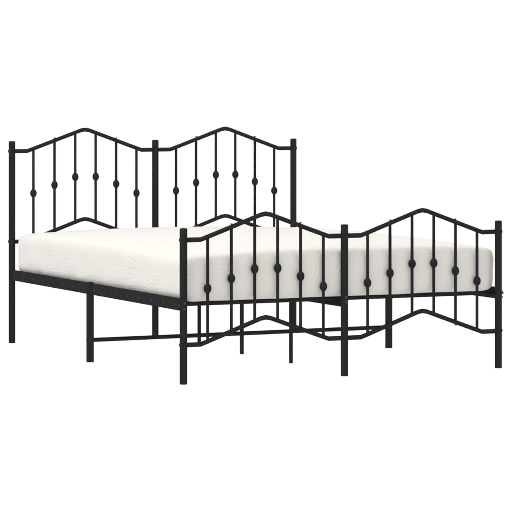 Metal Bed Frame without Mattress with Footboard Black 140x200cm