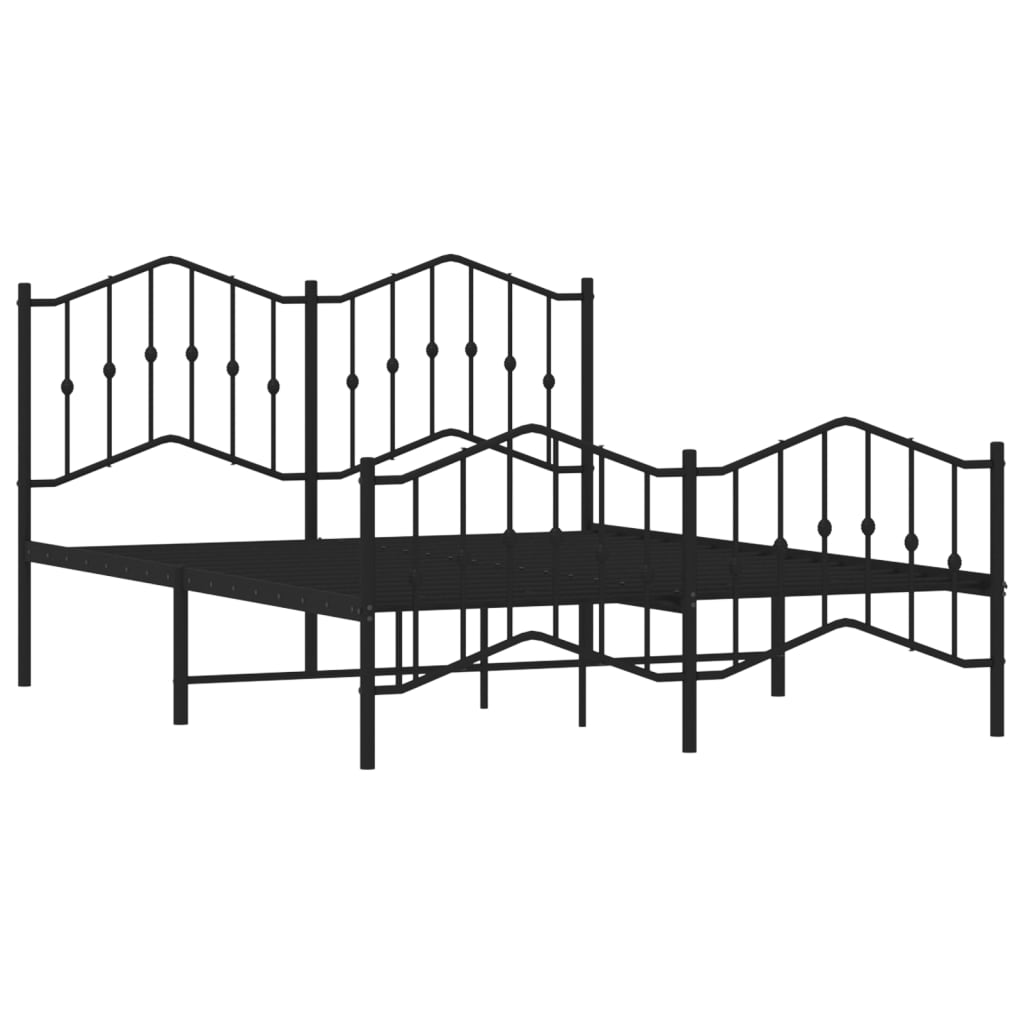 Metal Bed Frame without Mattress with Footboard Black 140x200cm