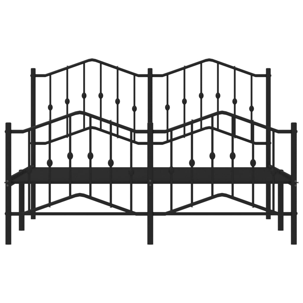 Metal Bed Frame without Mattress with Footboard Black 140x200cm