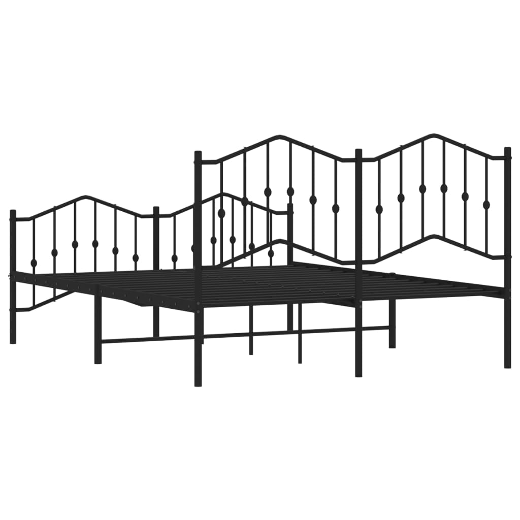 Metal Bed Frame without Mattress with Footboard Black 140x200cm