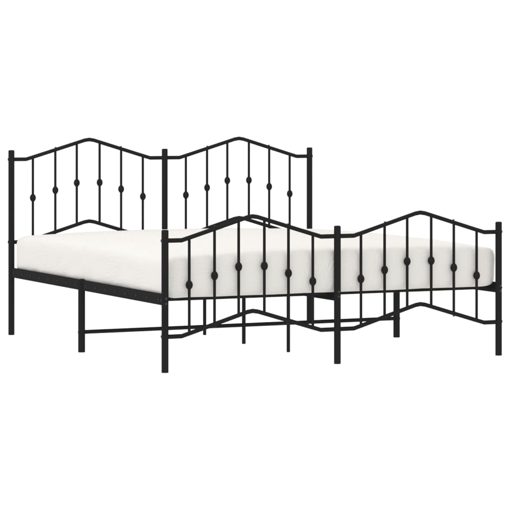 Metal Bed Frame without Mattress with Footboard Black 160x200cm