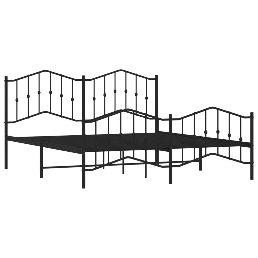 Metal Bed Frame without Mattress with Footboard Black 160x200cm