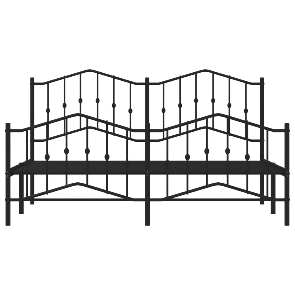 Metal Bed Frame without Mattress with Footboard Black 160x200cm