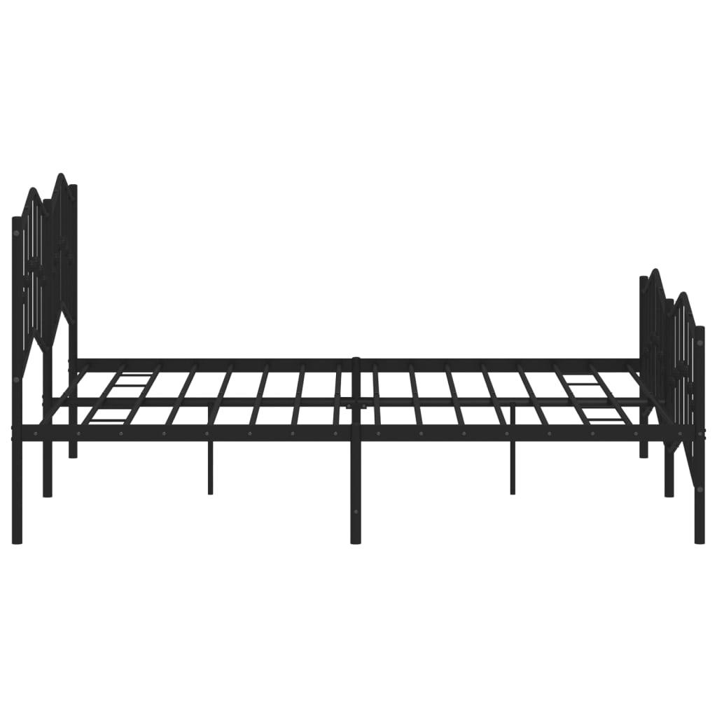 Metal Bed Frame without Mattress with Footboard Black 160x200cm