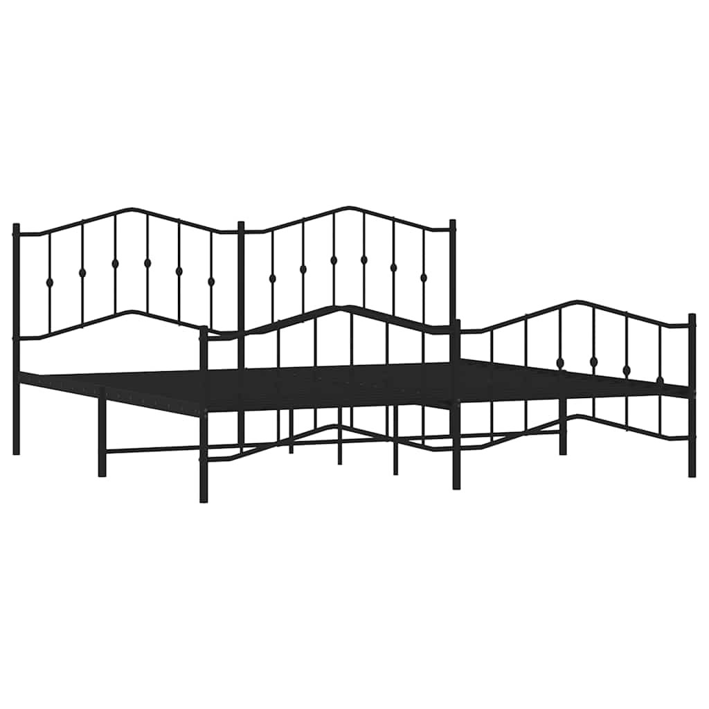 Metal Bed Frame without Mattress with Footboard Black 193x203cm