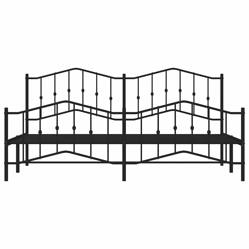 Metal Bed Frame without Mattress with Footboard Black 193x203cm