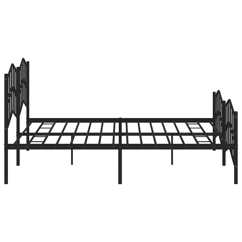 Metal Bed Frame without Mattress with Footboard Black 193x203cm