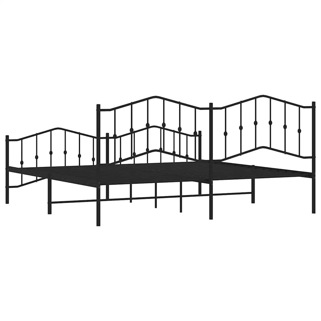 Metal Bed Frame without Mattress with Footboard Black 193x203cm