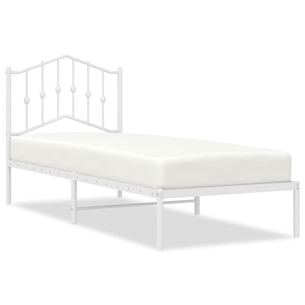 Metal Bed Frame without Mattress with Headboard White 90x190cm