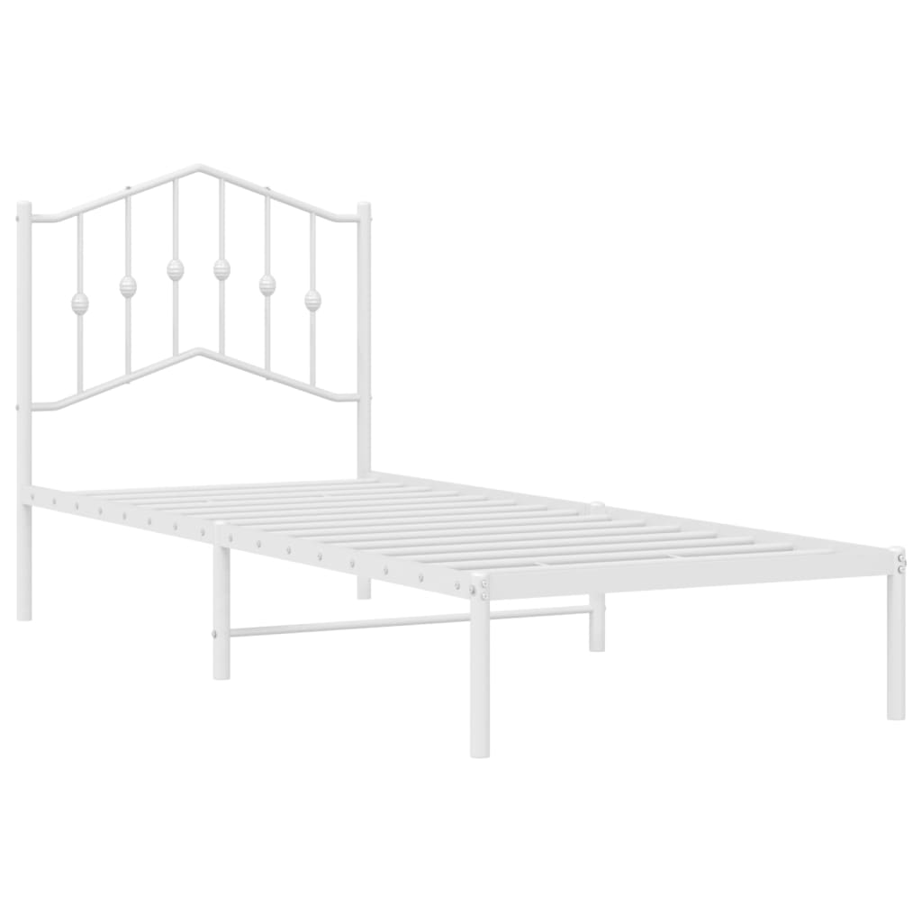Metal Bed Frame without Mattress with Headboard White 90x190cm