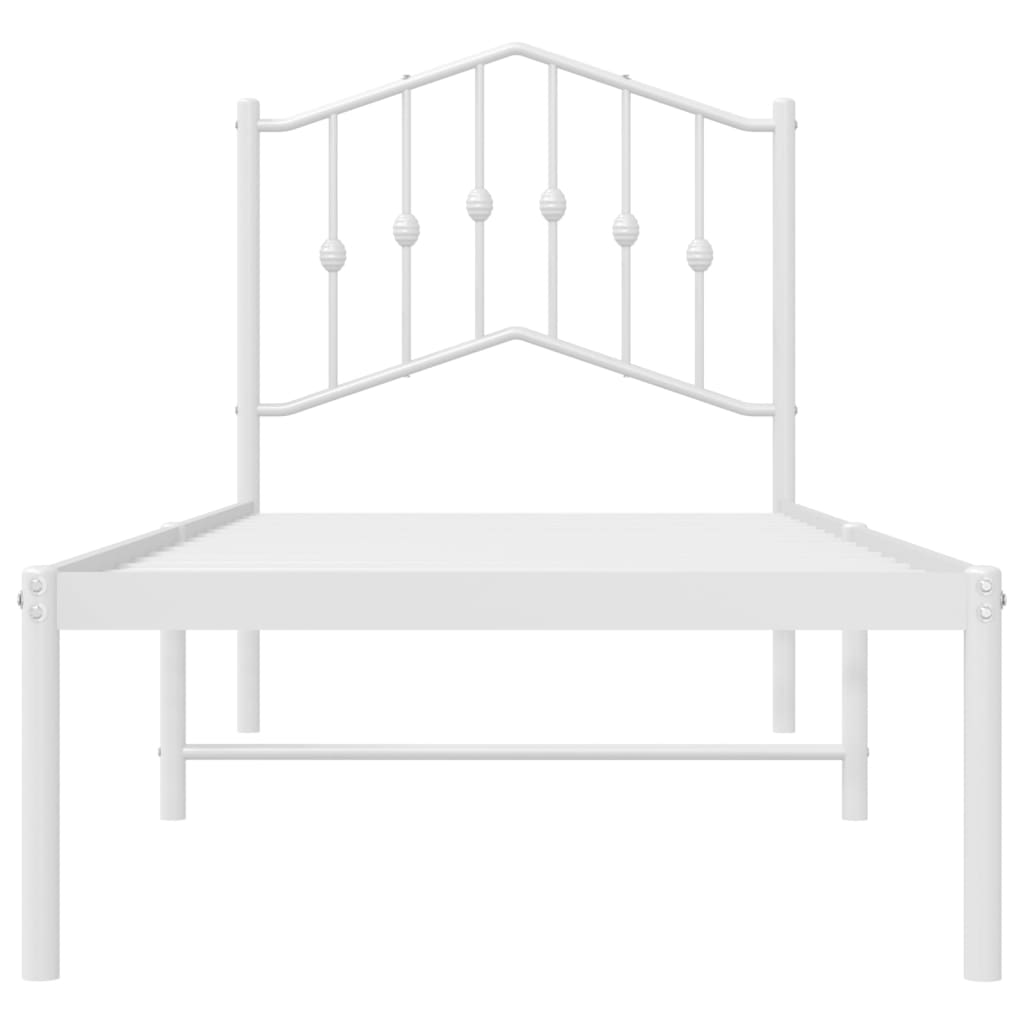 Metal Bed Frame without Mattress with Headboard White 90x190cm