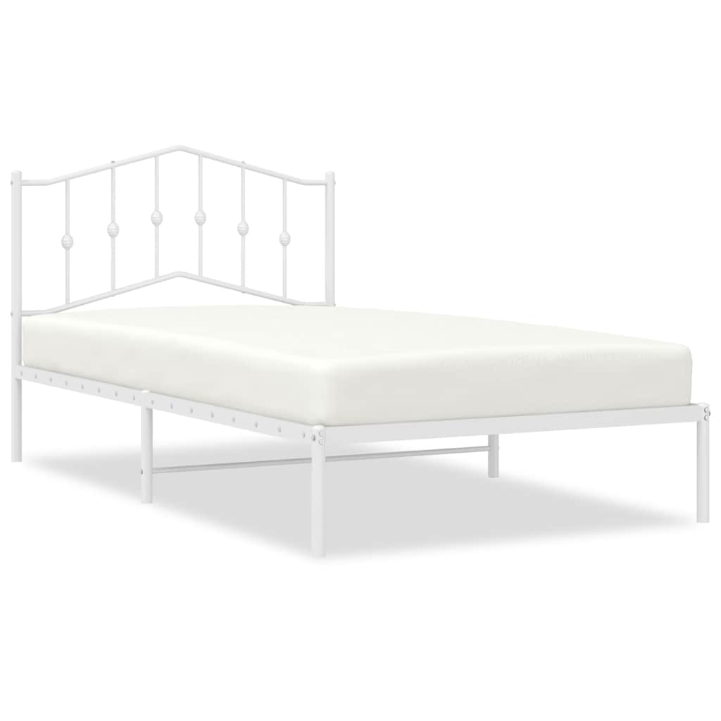 Metal Bed Frame without Mattress with Headboard White 100x200cm