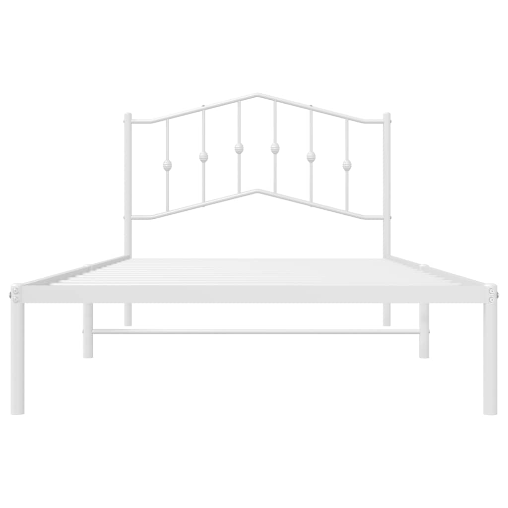 Metal Bed Frame without Mattress with Headboard White 100x200cm