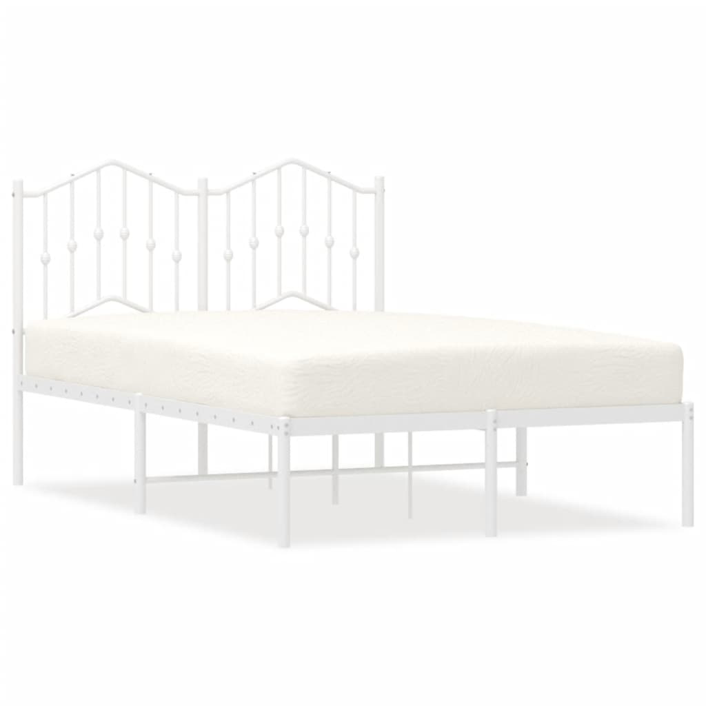 Metal Bed Frame without Mattress with Headboard White 120x190cm