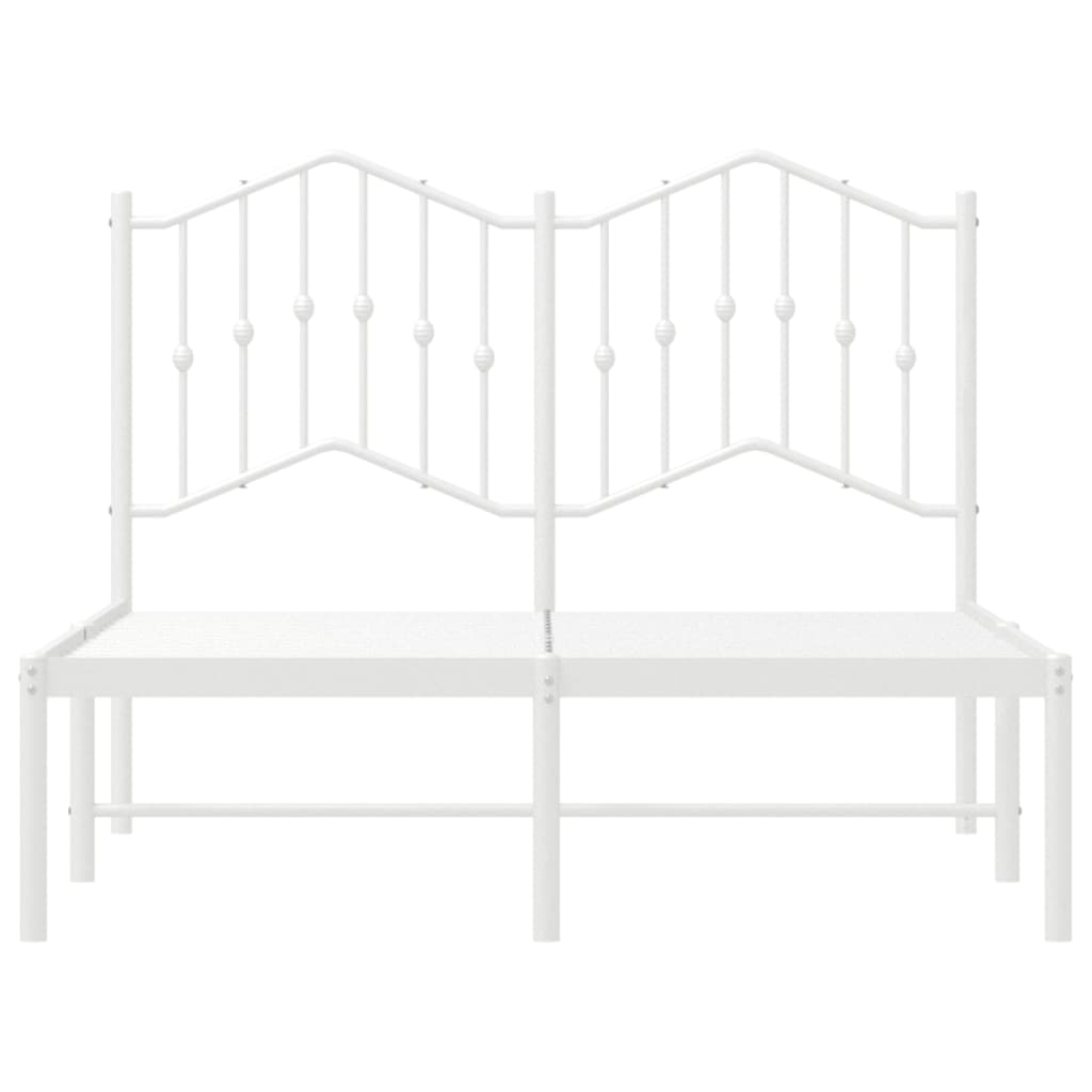 Metal Bed Frame without Mattress with Headboard White 120x190cm
