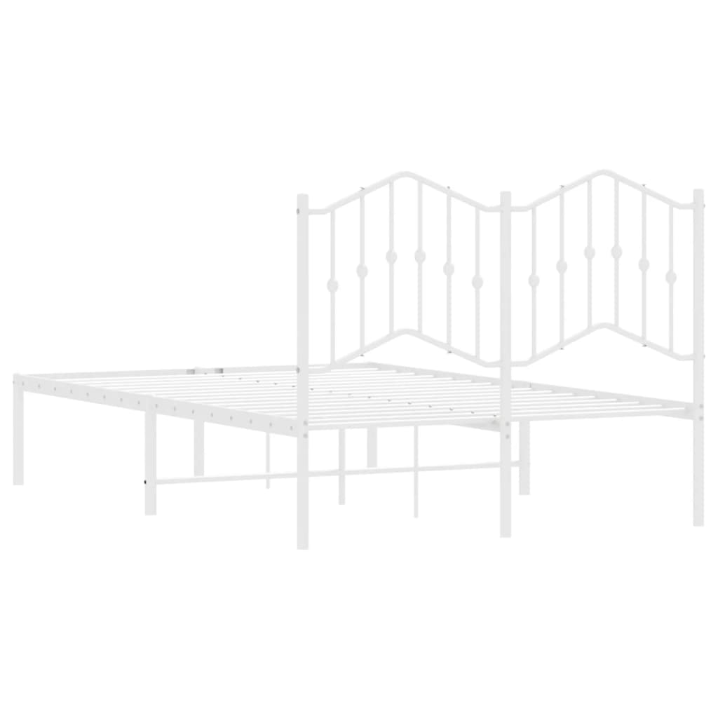 Metal Bed Frame without Mattress with Headboard White 120x190cm