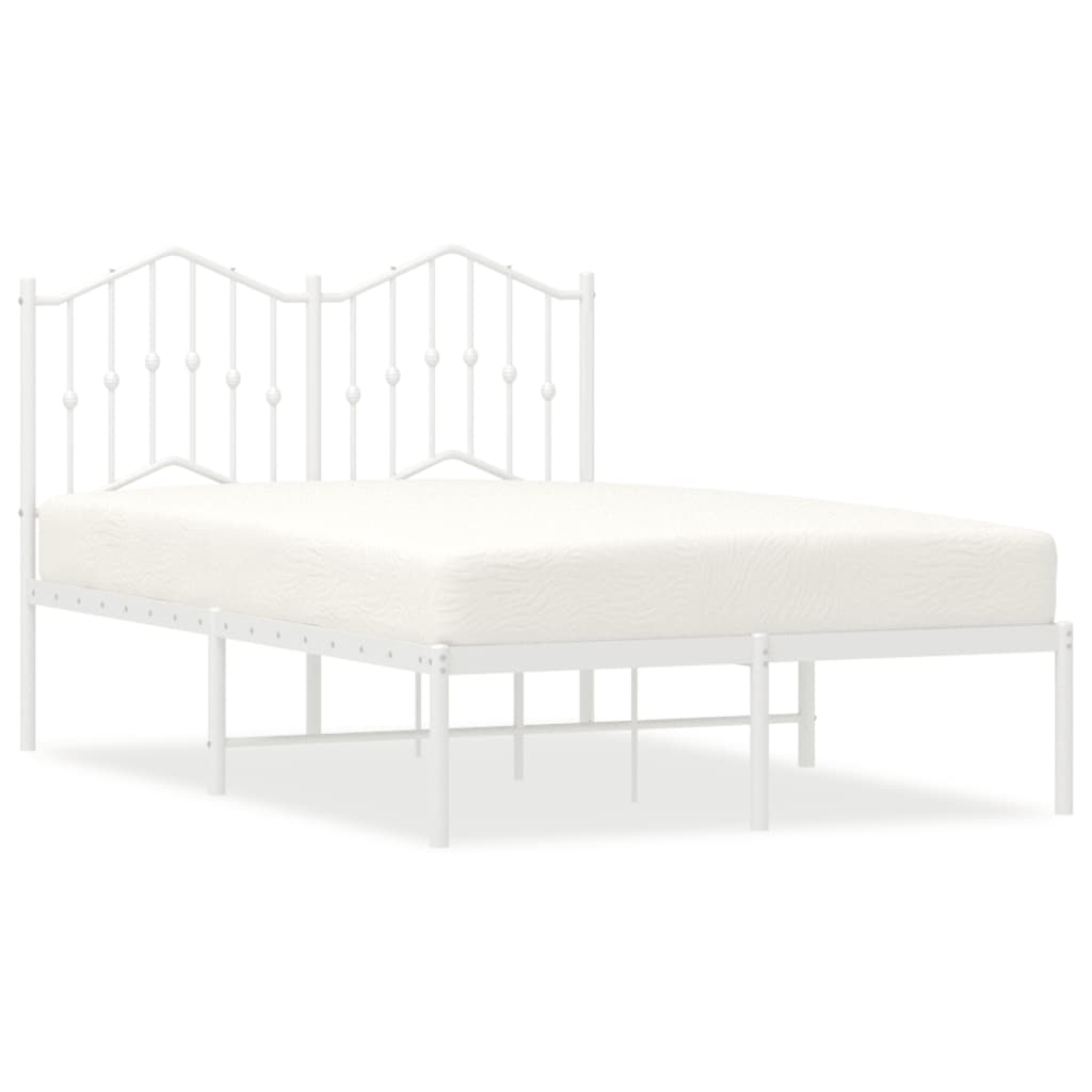 Metal Bed Frame without Mattress with Headboard White 120x200cm