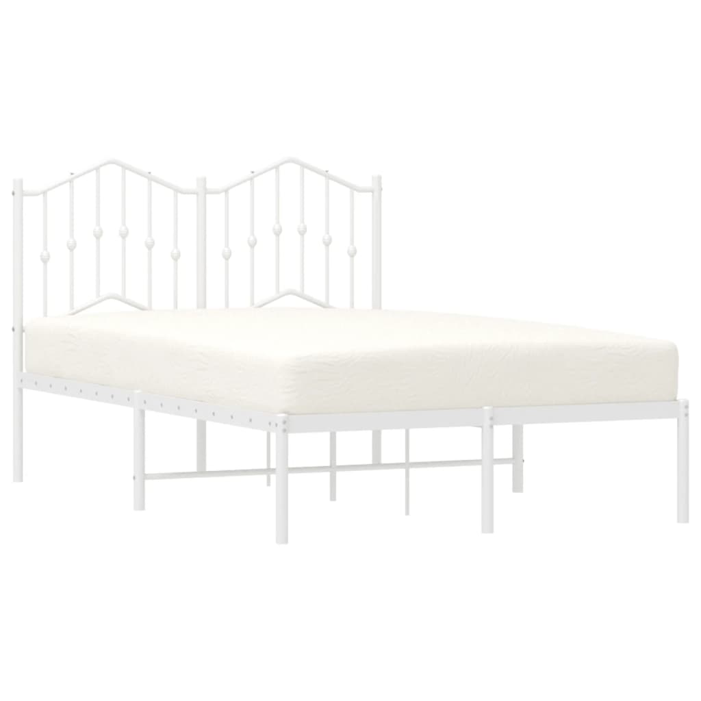 Metal Bed Frame without Mattress with Headboard White 120x200cm