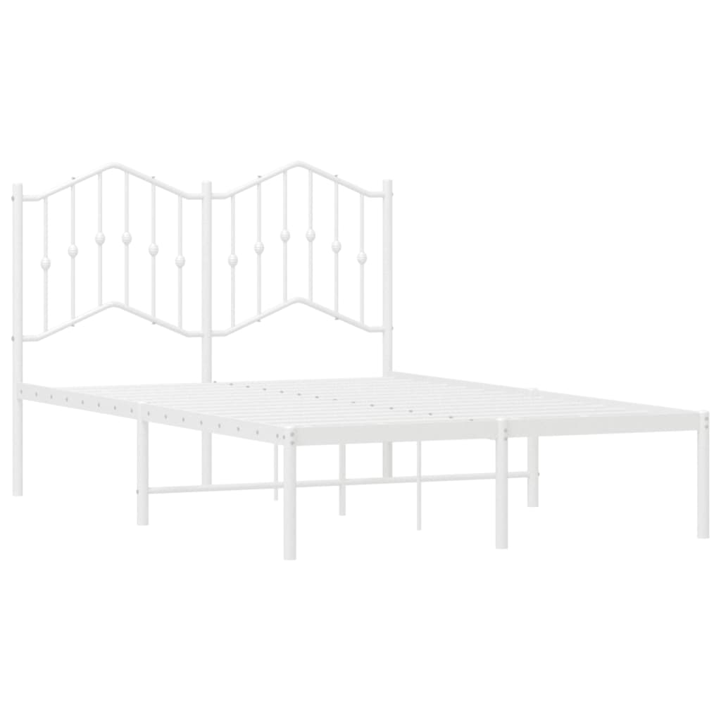 Metal Bed Frame without Mattress with Headboard White 120x200cm