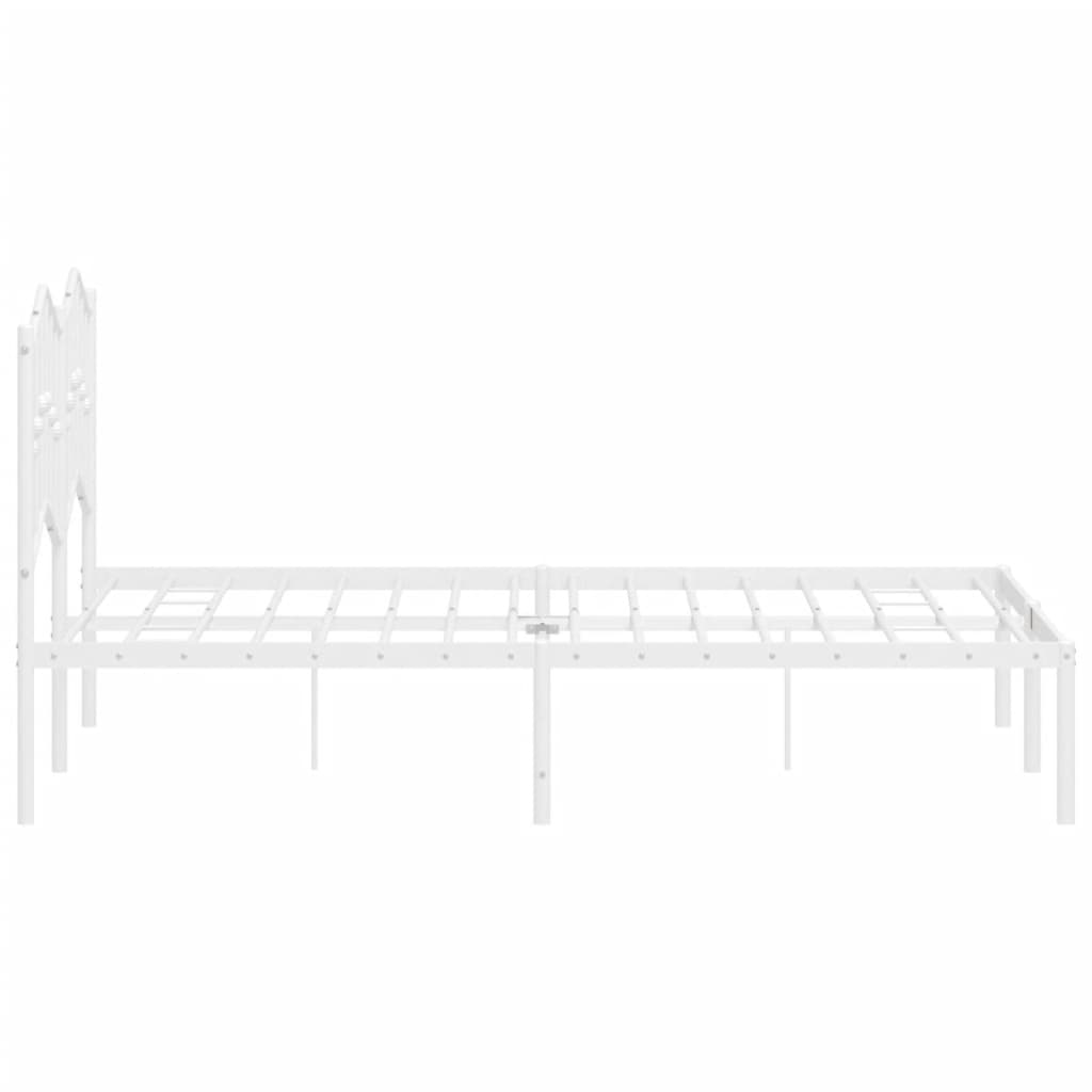 Metal Bed Frame without Mattress with Headboard White 120x200cm