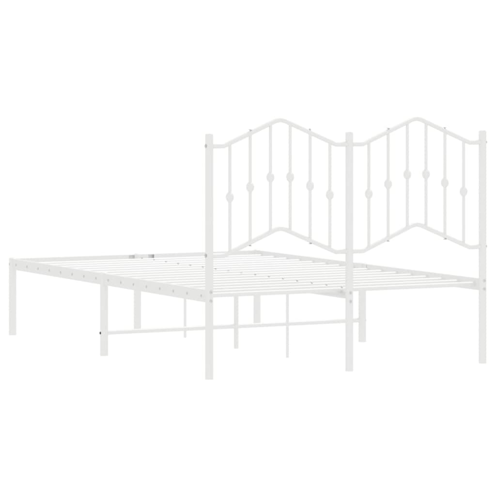 Metal Bed Frame without Mattress with Headboard White 120x200cm