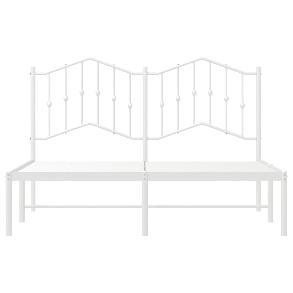 Metal Bed Frame without Mattress with Headboard White 135x190cm