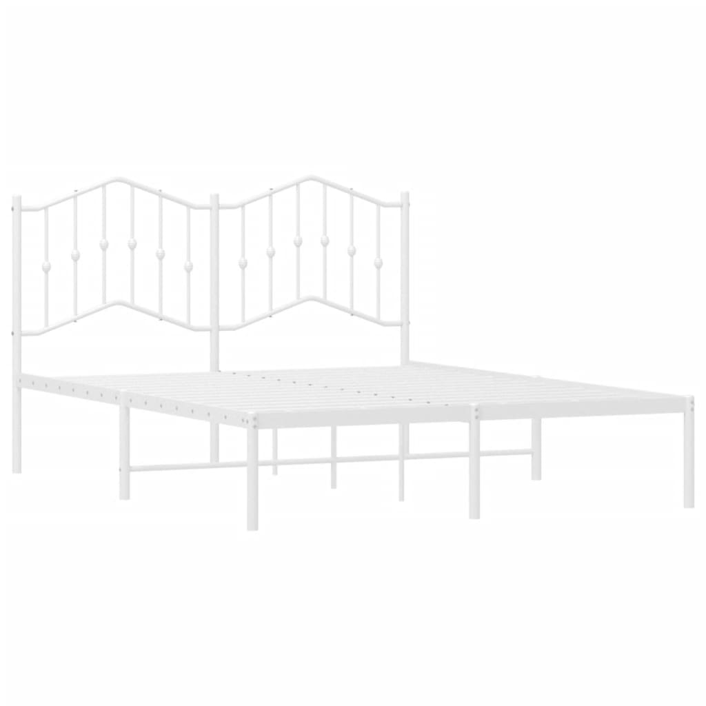 Metal Bed Frame without Mattress with Headboard White 140x190cm