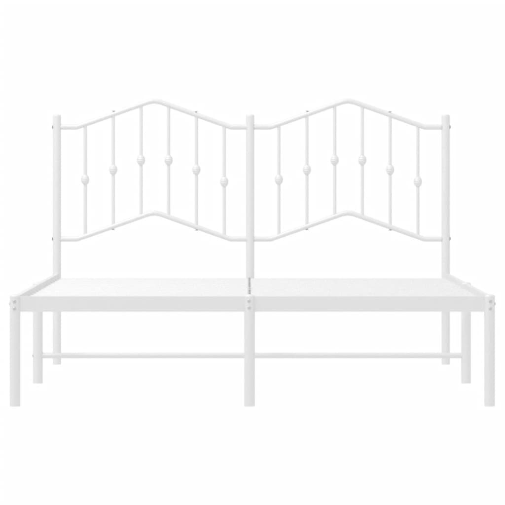 Metal Bed Frame without Mattress with Headboard White 140x190cm