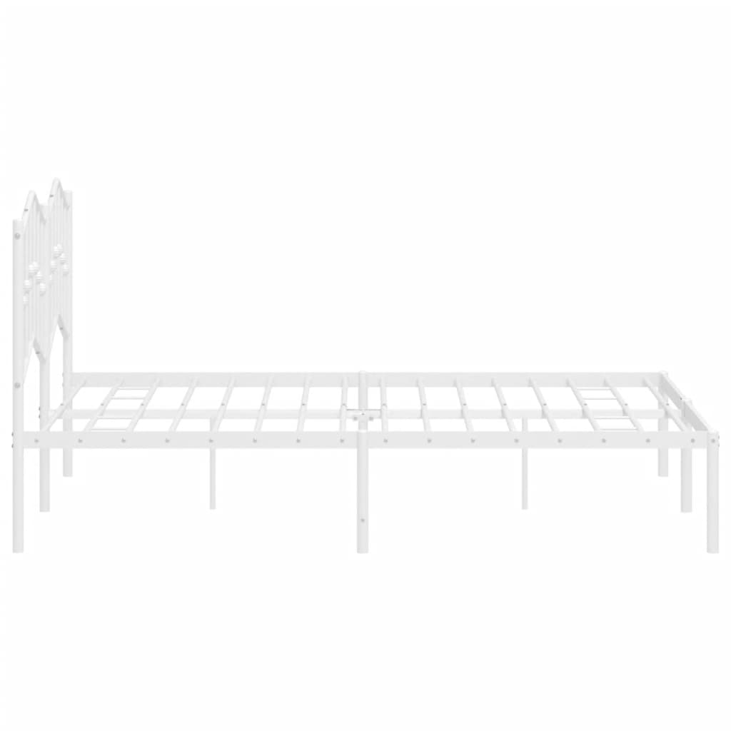 Metal Bed Frame without Mattress with Headboard White 140x190cm