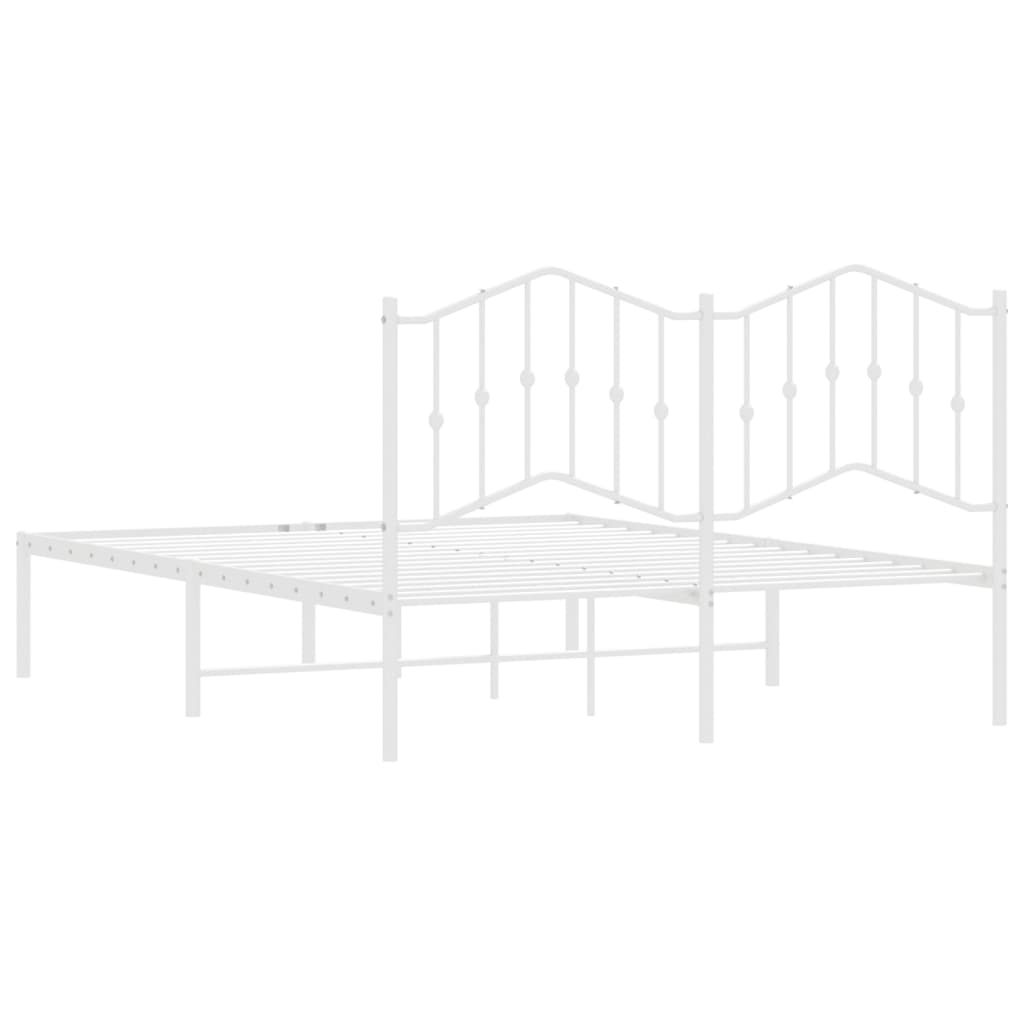 Metal Bed Frame without Mattress with Headboard White 140x190cm