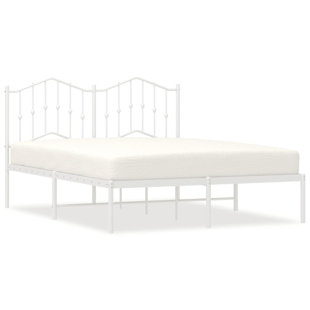 Metal Bed Frame without Mattress with Headboard White 140x200cm