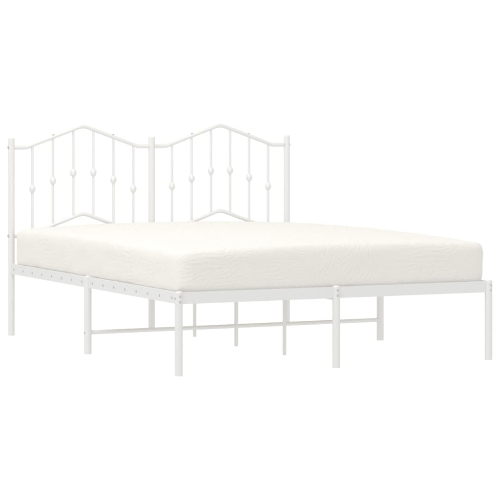 Metal Bed Frame without Mattress with Headboard White 140x200cm